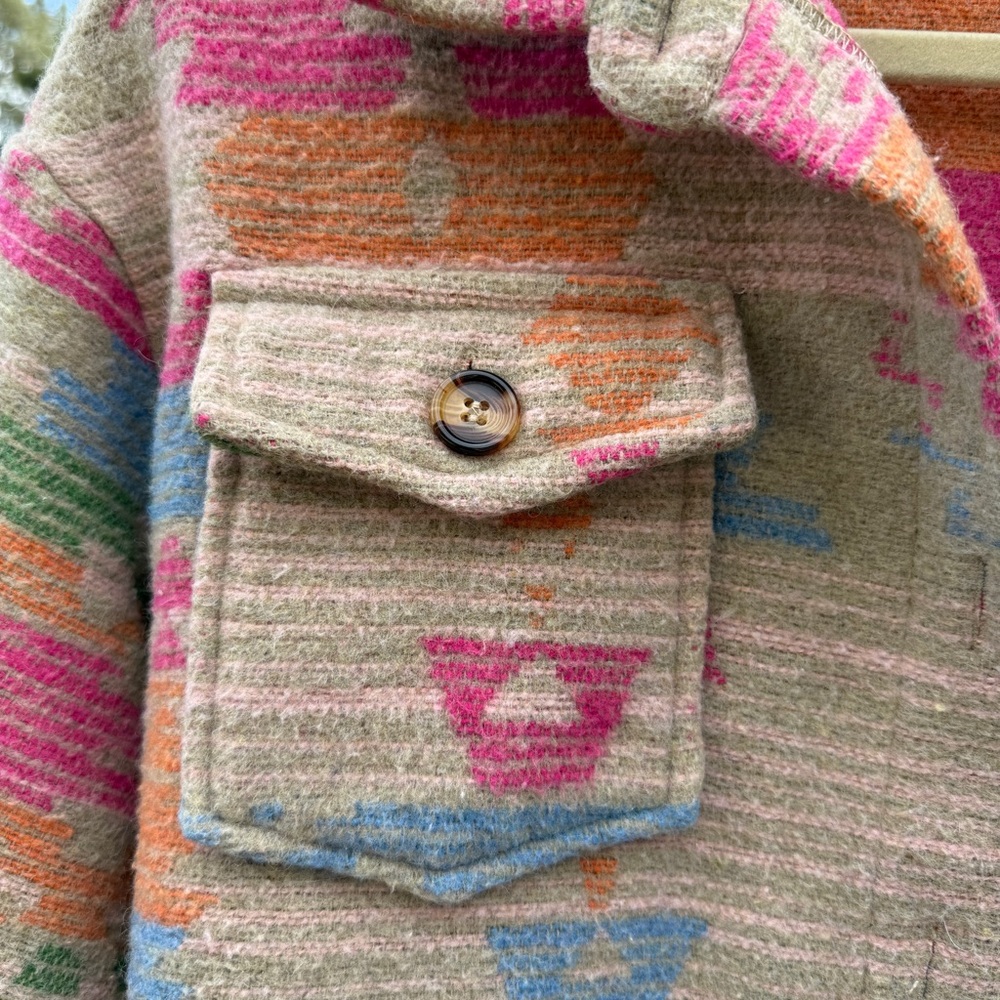 Pastel Aztec Utility Shacket - Multicolor - Picture 5 of 9